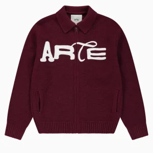 Cardigan bordado Arte Antwerp Stencil Zip para homem